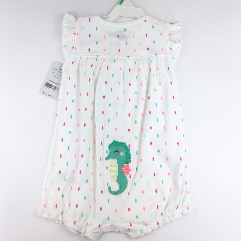 NWT Carter’s White Polkadot Seahorse Romper - 18m